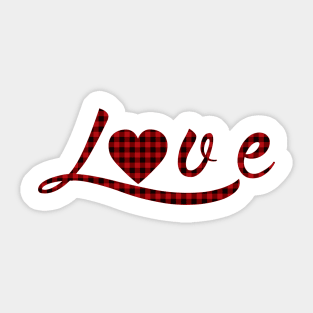 Love buffalo plaid hand written for Valentines Day Sticker